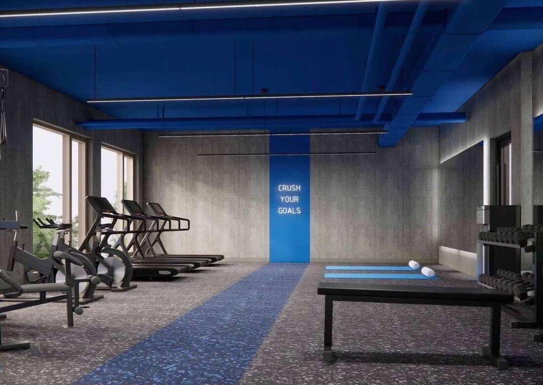 Gym equipment sourced for a residential building gym
